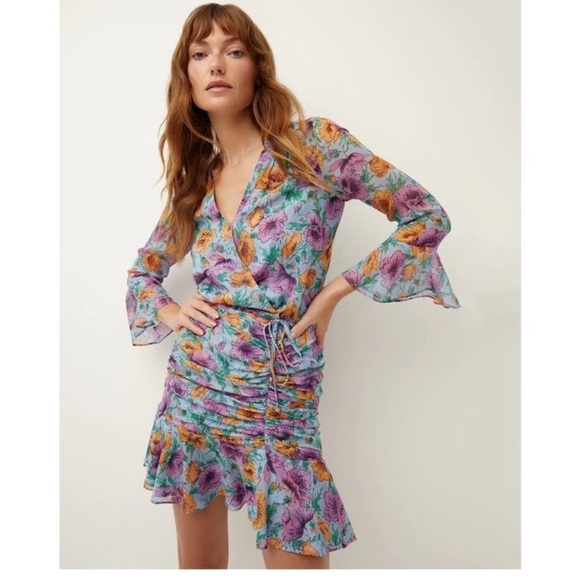 VERONICA BEARD SEAN FLORAL-PRINT DRESS 100% silk Dress 4 - Picture 2 of 13